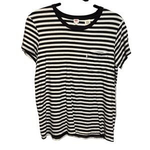 Levi's Womens Perfect Pocket Tee Striped Black White Sz M